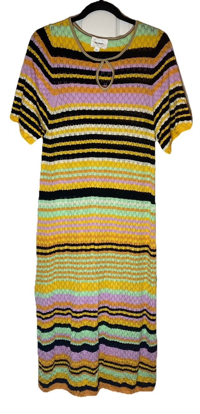 Sita Murt Knit Striped Maxi Dress 42 US 10 L Boho Minimalist